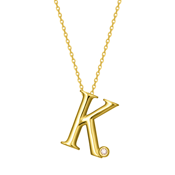 K18イエローゴールド  ダイヤモンド イニシャルペンダント K