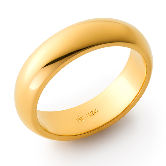 純金 甲丸リング （幅約5mm）