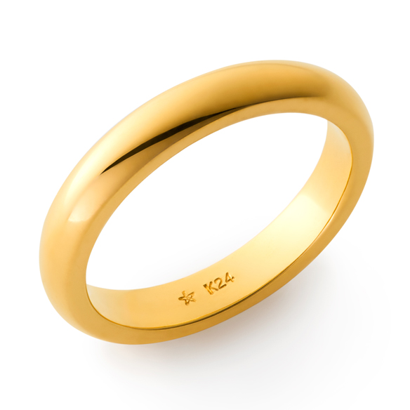純金 甲丸 リング （幅約3mm）