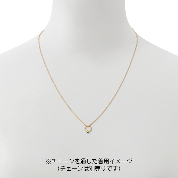 K18イエローゴールド 誕生石ベビーリングペンダントトップ （5月の誕生石：エメラルド）