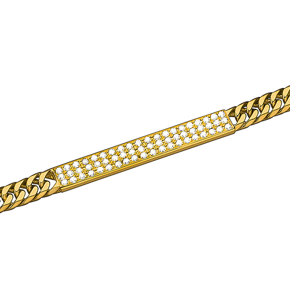 K18イエローゴールド プレートチェーン ダイヤ ネックレス（6面カット 