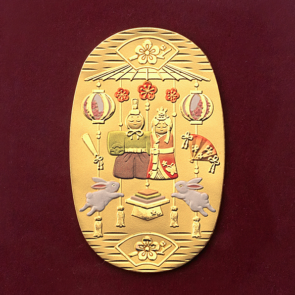 純金彩色小判額 「桃の節句」