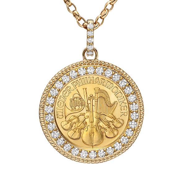 【数量限定 150個】ウィーン金貨ハーモニー1/25オンス ダイヤモンド ペンダント