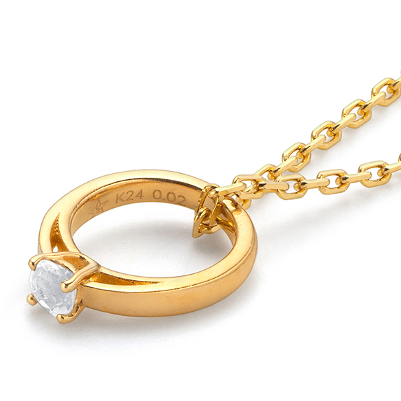 純金 誕生石ベビーリングペンダントトップ（6月の誕生石：ムーンストーン）