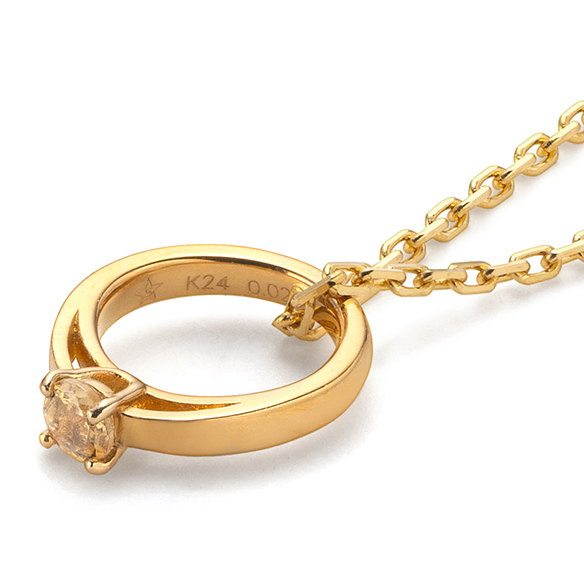 純金 誕生石ベビーリングペンダントトップ（11月の誕生石：シトリン）