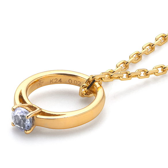 純金 誕生石ベビーリングペンダントトップ（12月の誕生石：タンザナイト）