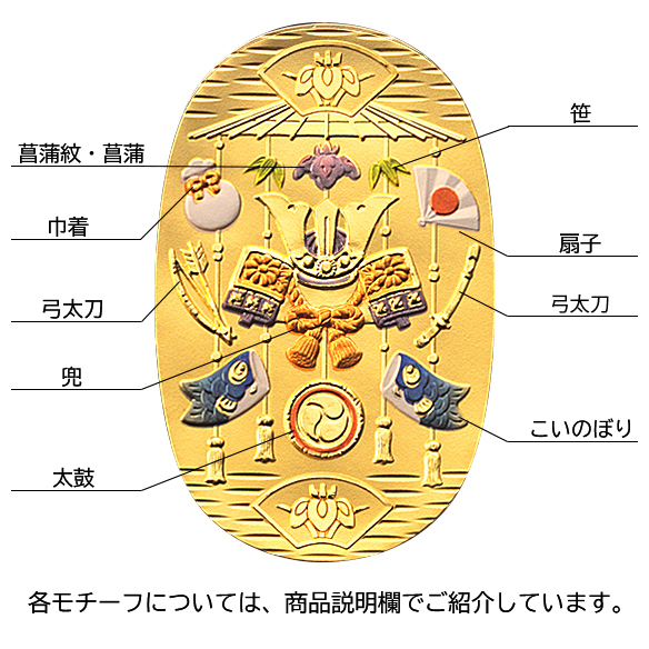 純金彩色小判額 「端午の節句」