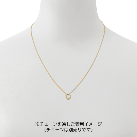 純金 誕生石ベビーリングペンダントトップ（3月の誕生石：アクアマリン）