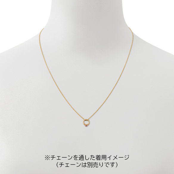 純金 誕生石ベビーリングペンダントトップ（7月の誕生石：ルビー）