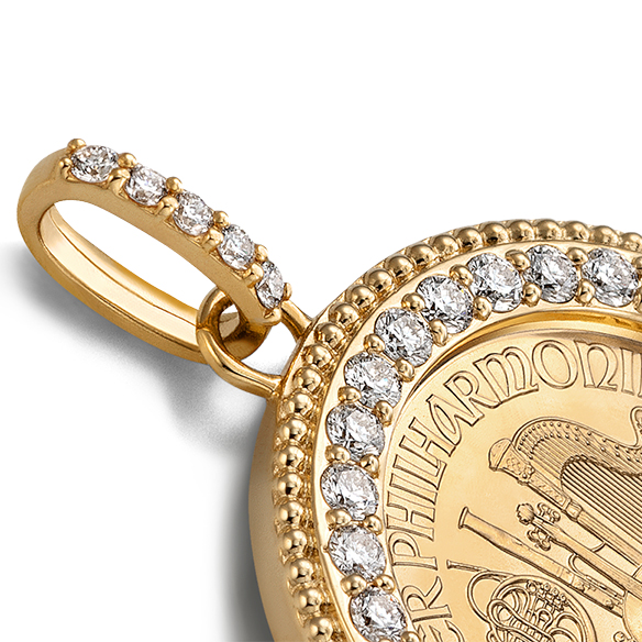 【数量限定 150個】ウィーン金貨ハーモニー1/25オンス ダイヤモンド ペンダント