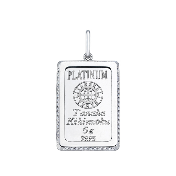 純プラチナ5gコインバー ダイヤモンド ペンダントトップ | 高品質 金 