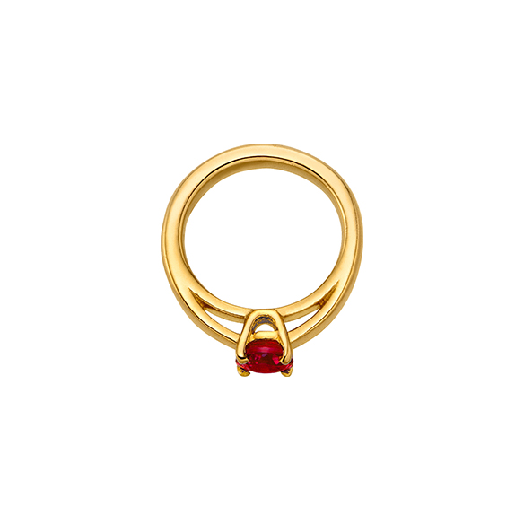 純金 誕生石ベビーリングペンダントトップ（7月の誕生石：ルビー）