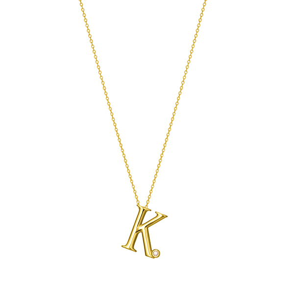 K18イエローゴールド ダイヤ イニシャルペンダント K | 高品質 金 