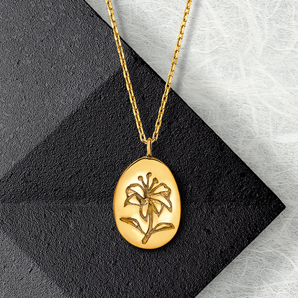 【オンラインショップ限定 30個】純金 ペンダント (ユリモチーフ)