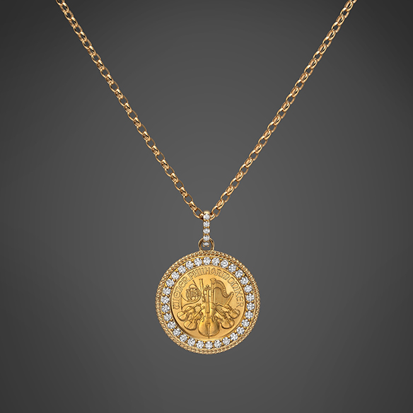 【数量限定 150個】ウィーン金貨ハーモニー1/25オンス ダイヤモンド ペンダント