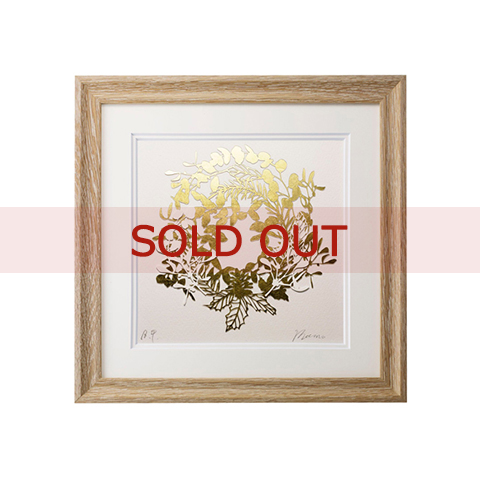 【SOLD OUT】■金箔アート額 「クリスマスリース」＜菅野一剛 作＞