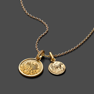 【数量限定 550個】ウィーン金貨ハーモニー1/25オンス ペンダント K18チャーム(リバーシブル)付