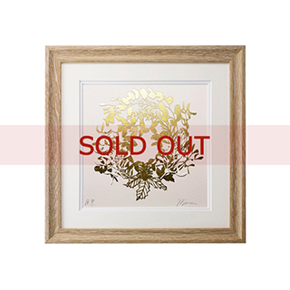 【SOLD OUT】■金箔アート額 「クリスマスリース」＜菅野一剛 作＞