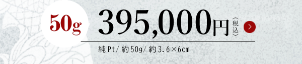 50g 395,000円（税込） 純Pt/約50g/約3.6×6cm