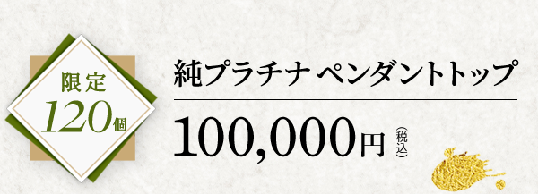 限定 120個 純プラチナ ペンダントトップ 100,000円（税込）